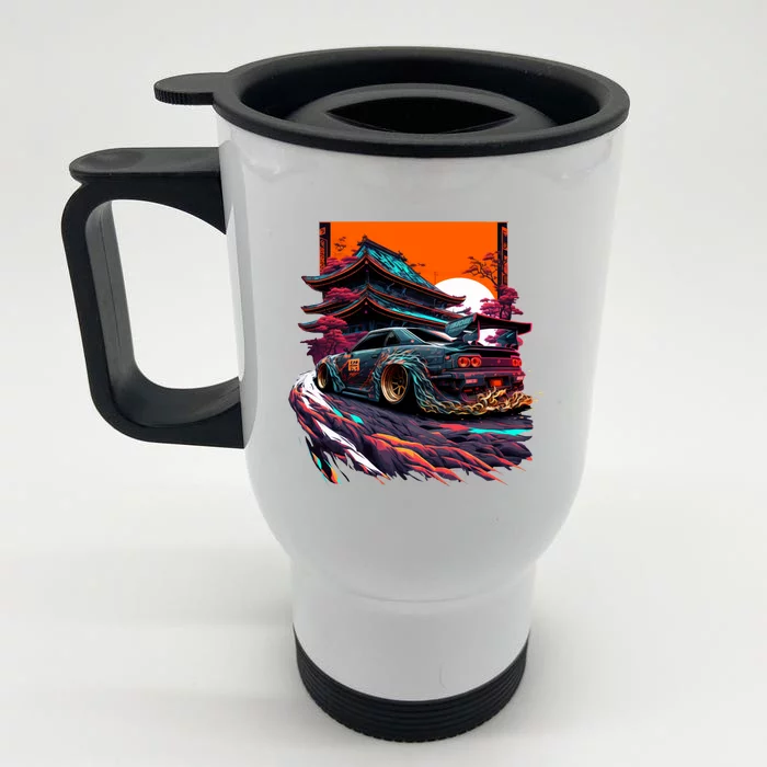 Japanese Retro Car Racing Drifting Art Jdm Legend Tuning Gift Front & Back Stainless Steel Travel Mug