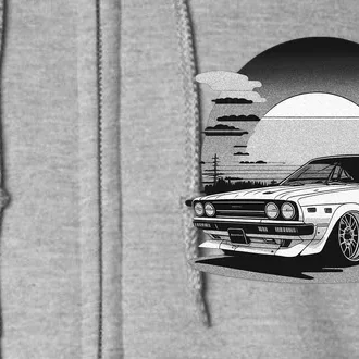 Jdm Retro Car And Sunset Full Zip Hoodie