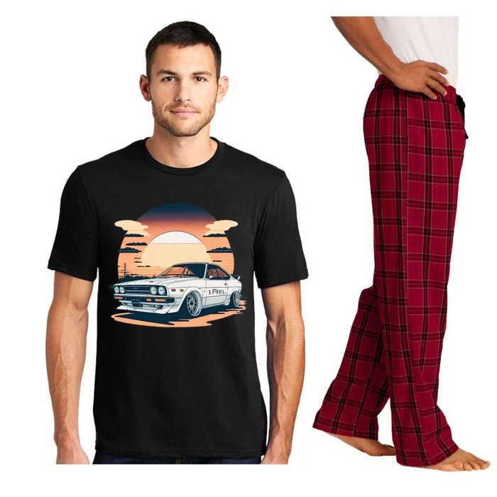 Jdm Retro Car And Sunset Pajama Set