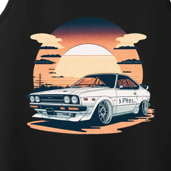 Jdm Retro Car And Sunset Performance Tank