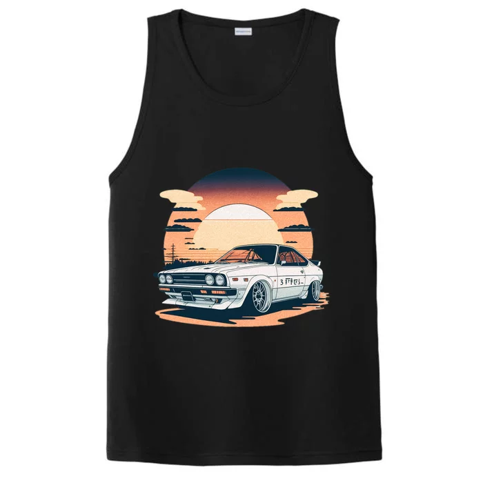 Jdm Retro Car And Sunset Performance Tank