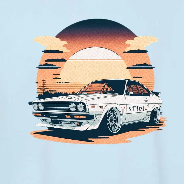 Jdm Retro Car And Sunset Garment-Dyed Sweatshirt