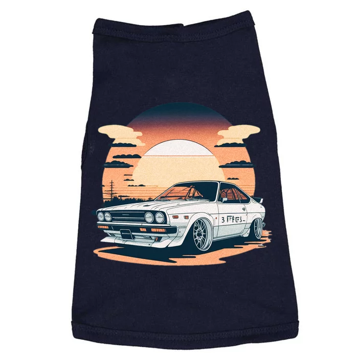 Jdm Retro Car And Sunset Doggie Tank