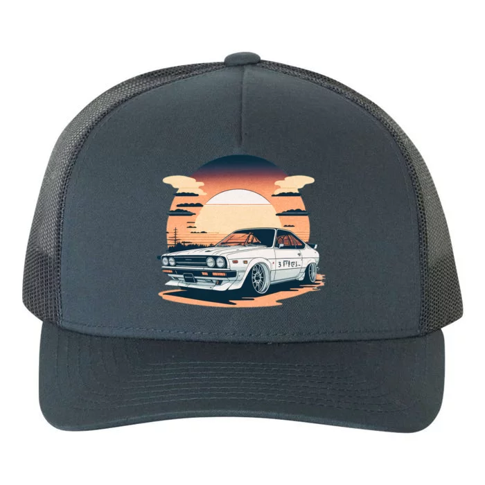 Jdm Retro Car And Sunset Yupoong Adult 5-Panel Trucker Hat