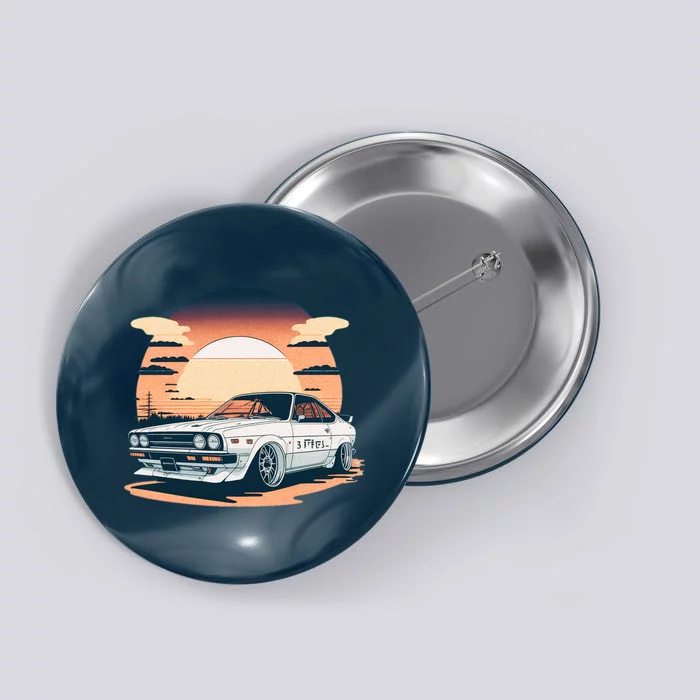 Jdm Retro Car And Sunset Button