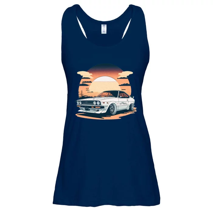 Jdm Retro Car And Sunset Ladies Essential Flowy Tank