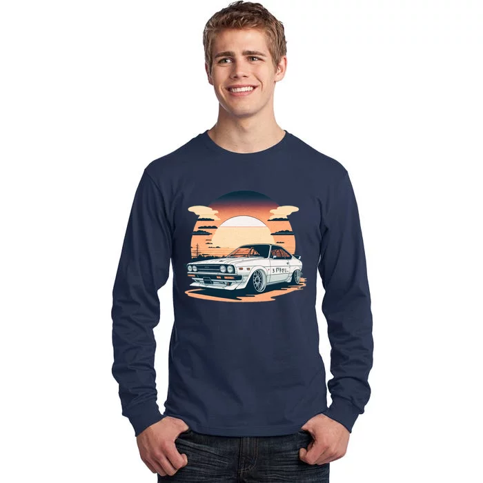 Jdm Retro Car And Sunset Tall Long Sleeve T-Shirt