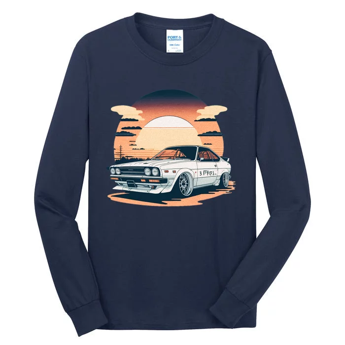 Jdm Retro Car And Sunset Tall Long Sleeve T-Shirt