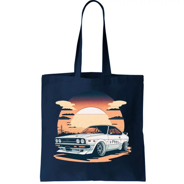 Jdm Retro Car And Sunset Tote Bag