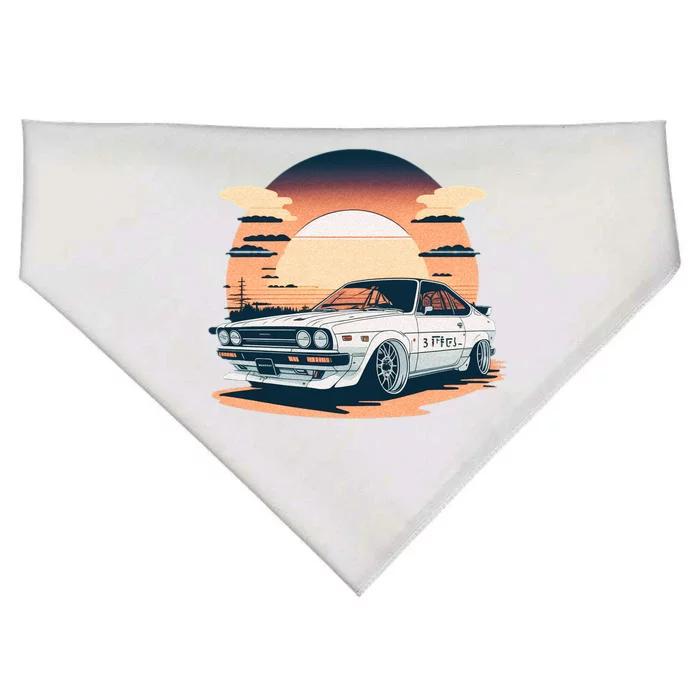 Jdm Retro Car And Sunset USA-Made Doggie Bandana