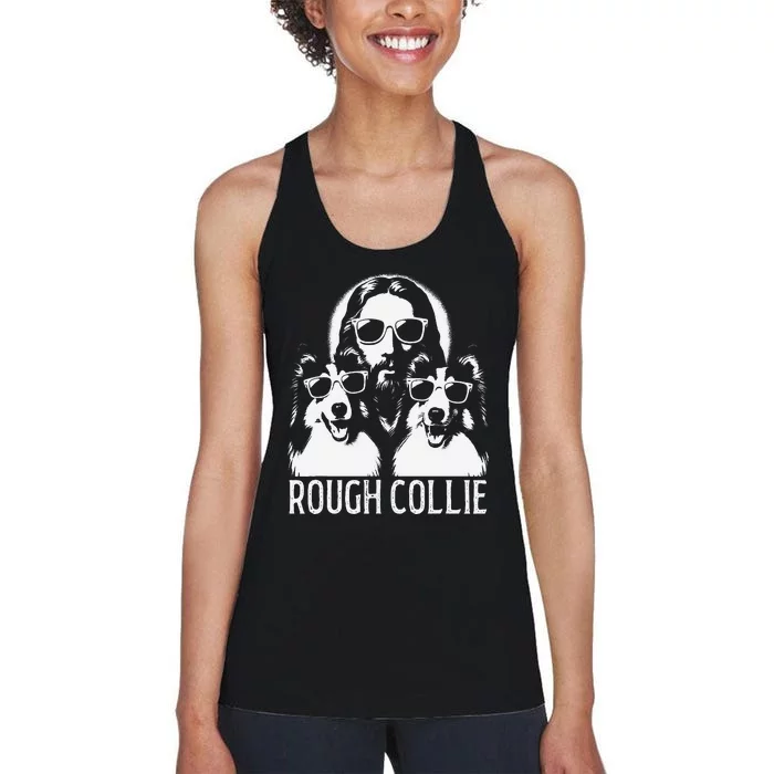 Jesus Rough Collies Funny Christian Religious Dog Lover Women's Racerback Tank