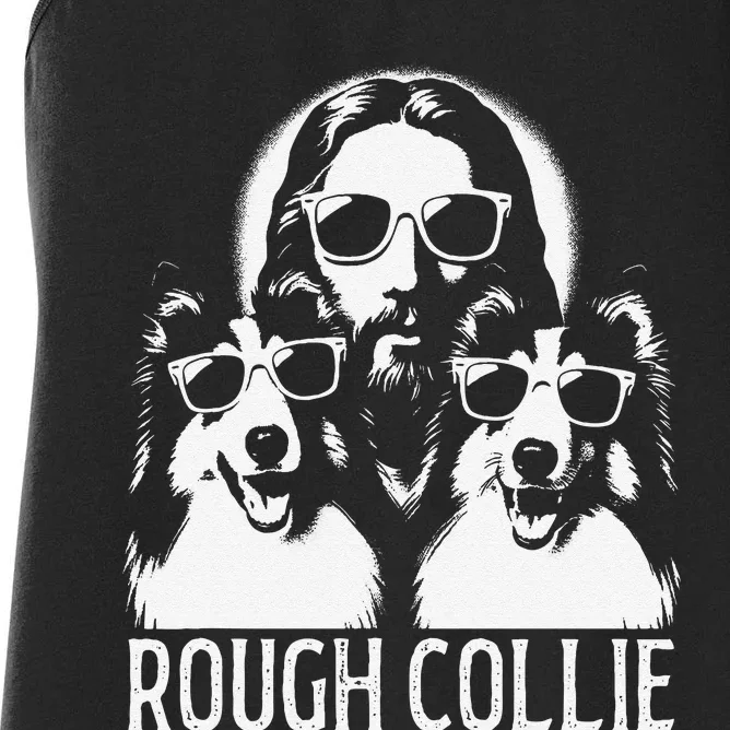 Jesus Rough Collies Funny Christian Religious Dog Lover Women's Racerback Tank