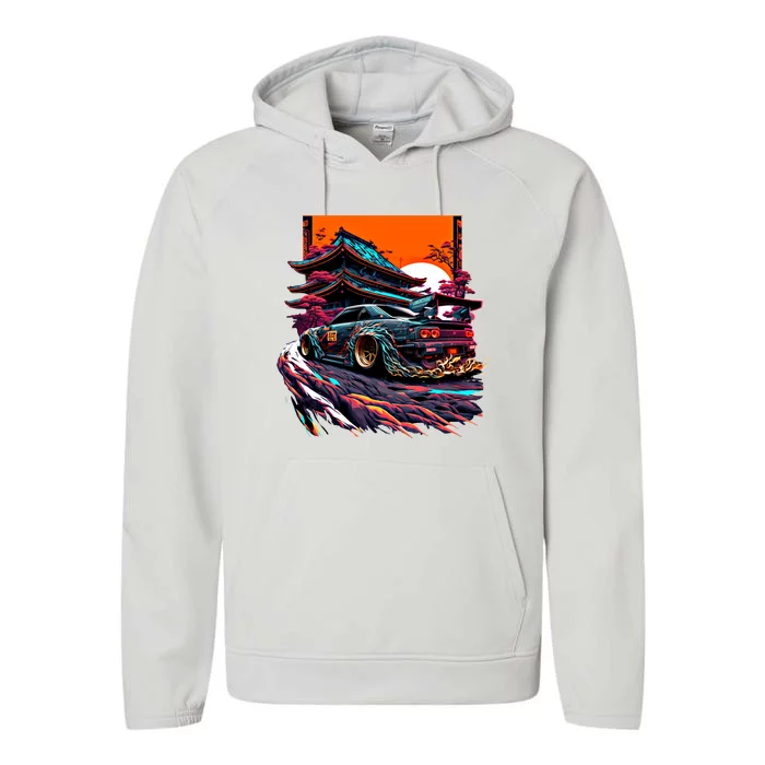 Japanese Retro Car Racing Drifting Art Jdm Legend Tuning Gift Performance Fleece Hoodie