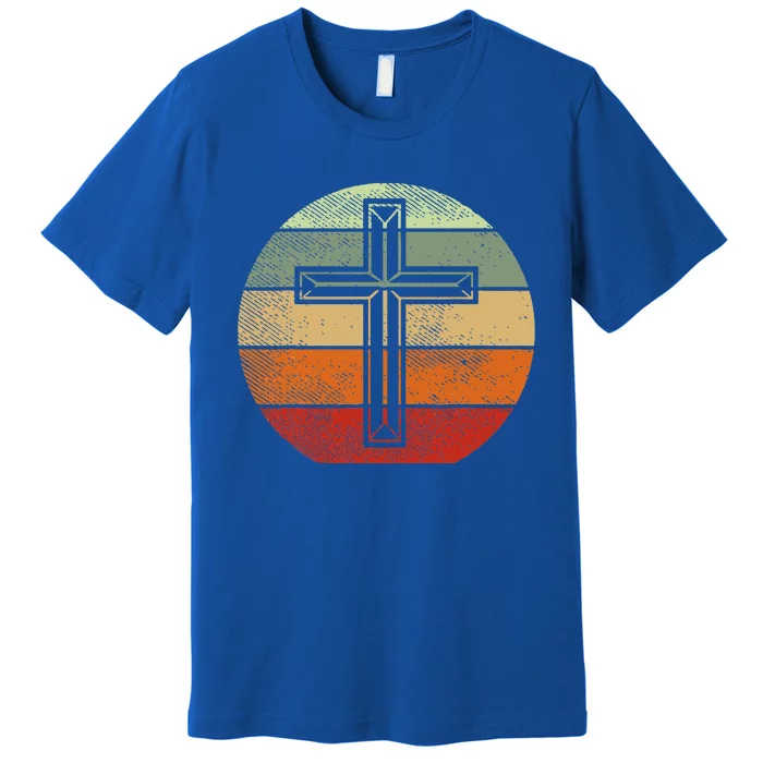 Jesus Retro Cross Christ God Faith Religious Christian Gift Premium T-Shirt