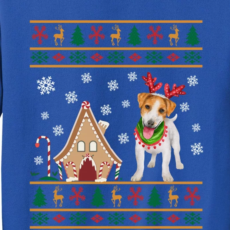 Jack Russell Dog Christmas Ugly Sweater Reindeer Antlers Funny Gift Tall Sweatshirt