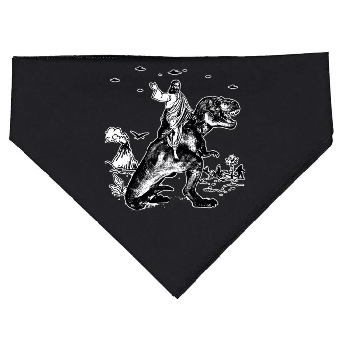 Jesus Riding Dinosaur Funny Ufo USA-Made Doggie Bandana