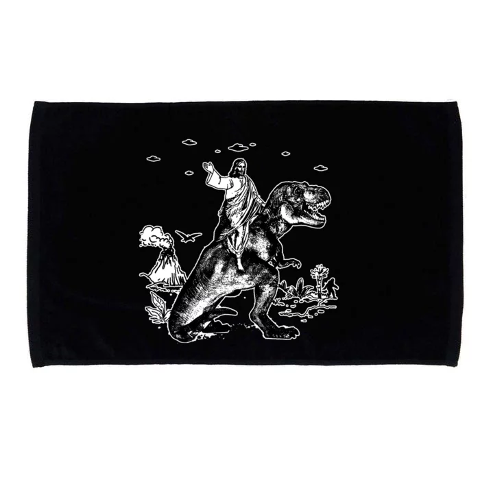 Jesus Riding Dinosaur Funny Ufo Microfiber Hand Towel