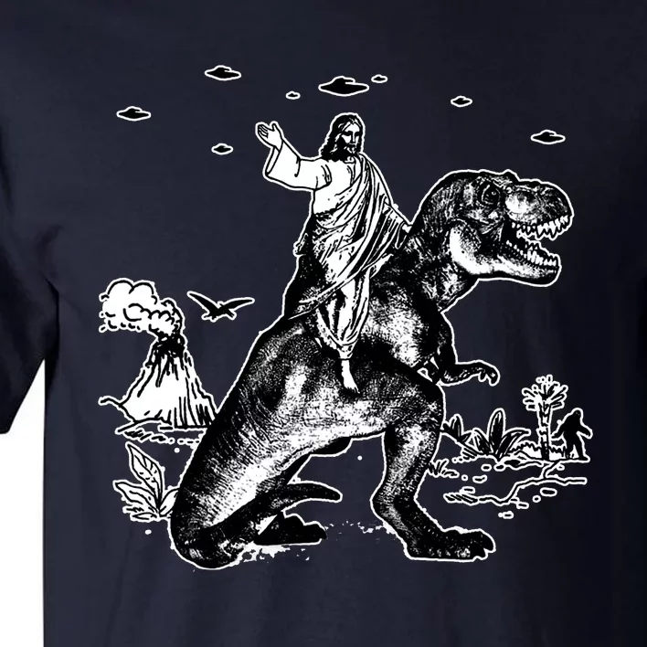 Jesus Riding Dinosaur Funny Ufo Tall T-Shirt