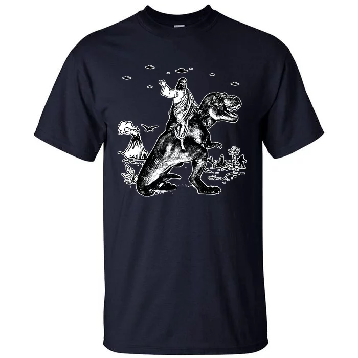 Jesus Riding Dinosaur Funny Ufo Tall T-Shirt