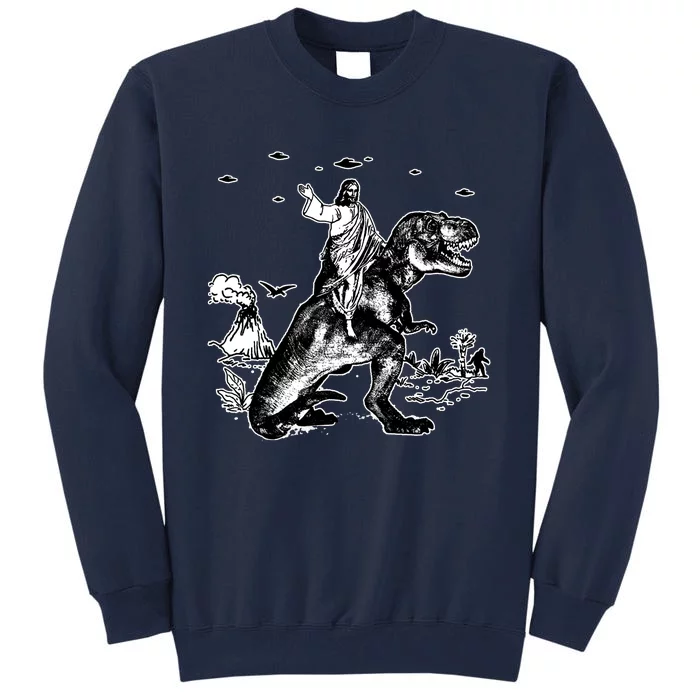 Jesus Riding Dinosaur Funny Ufo Tall Sweatshirt