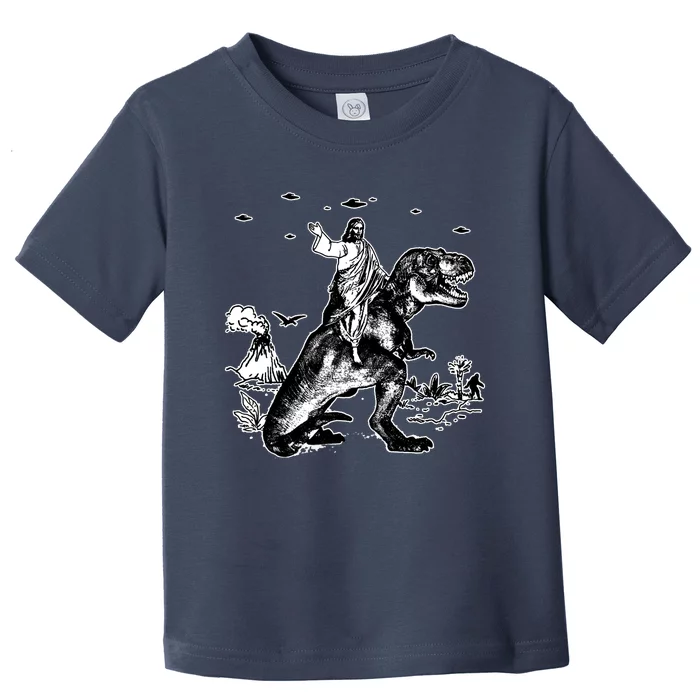 Jesus Riding Dinosaur Funny Ufo Toddler T-Shirt