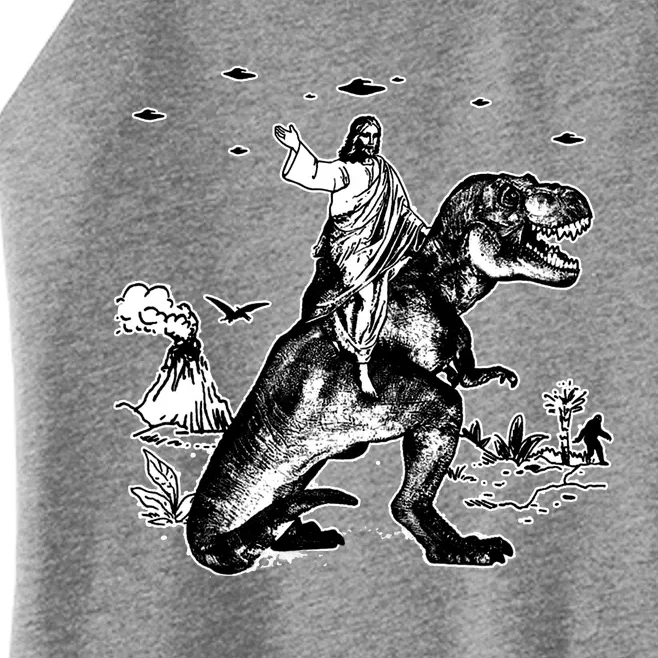 Jesus Riding Dinosaur Funny Ufo Women’s Perfect Tri Rocker Tank