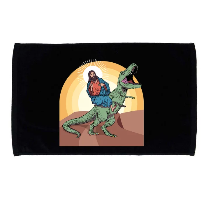 Jesus Riding Dinosaur Microfiber Hand Towel