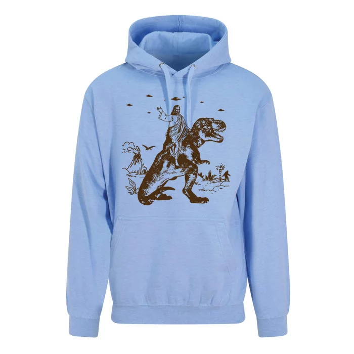 Jesus Riding Dinosaur Ufo Funny Unisex Surf Hoodie