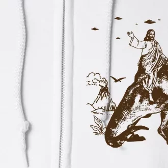 Jesus Riding Dinosaur Ufo Funny Full Zip Hoodie