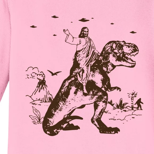 Jesus Riding Dinosaur T Shirt UFO T Shirt Funny T Shirts Offensive Cool Baby Long Sleeve Bodysuit