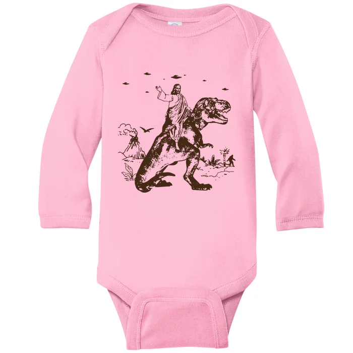 Jesus Riding Dinosaur T Shirt UFO T Shirt Funny T Shirts Offensive Cool Baby Long Sleeve Bodysuit