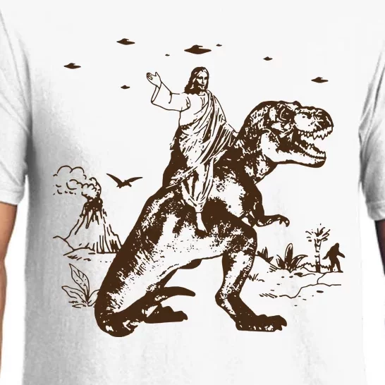 Jesus Riding Dinosaur T Shirt UFO T Shirt Funny T Shirts Offensive Cool Pajama Set