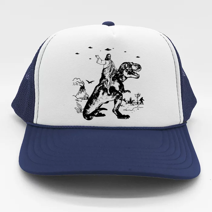 Jesus Riding Dinosaur T Shirt UFO T Shirt Funny T Shirts Offensive T Shirt Cool Trucker Hat