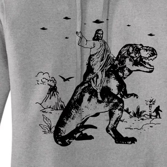 Jesus Riding Dinosaur T Shirt UFO T Shirt Funny T Shirts Offensive T Shirt Cool Women's Pullover Hoodie