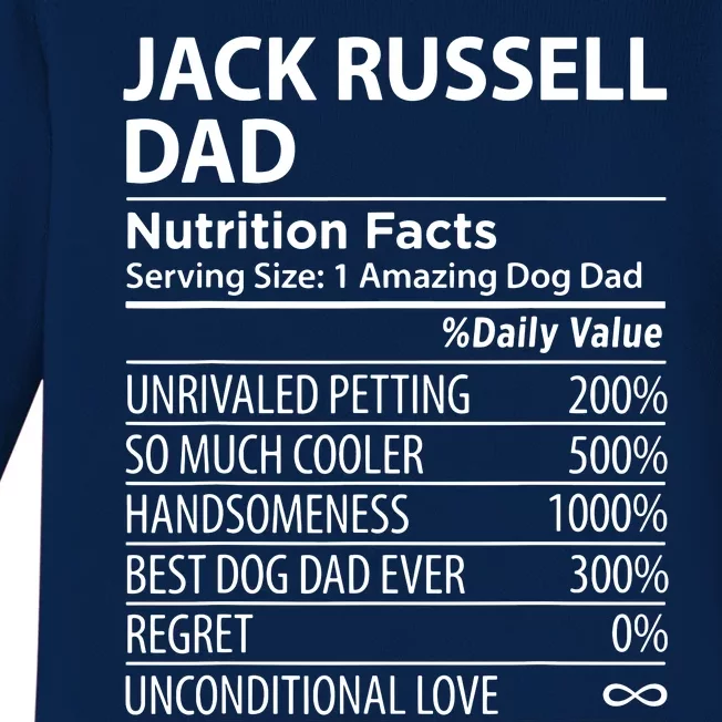 Jack Russell Dad Nutrition Facts Funny Jack Russell Baby Long Sleeve Bodysuit