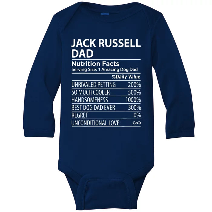 Jack Russell Dad Nutrition Facts Funny Jack Russell Baby Long Sleeve Bodysuit