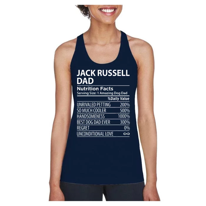 Jack Russell Dad Nutrition Facts Funny Jack Russell Women's Racerback Tank