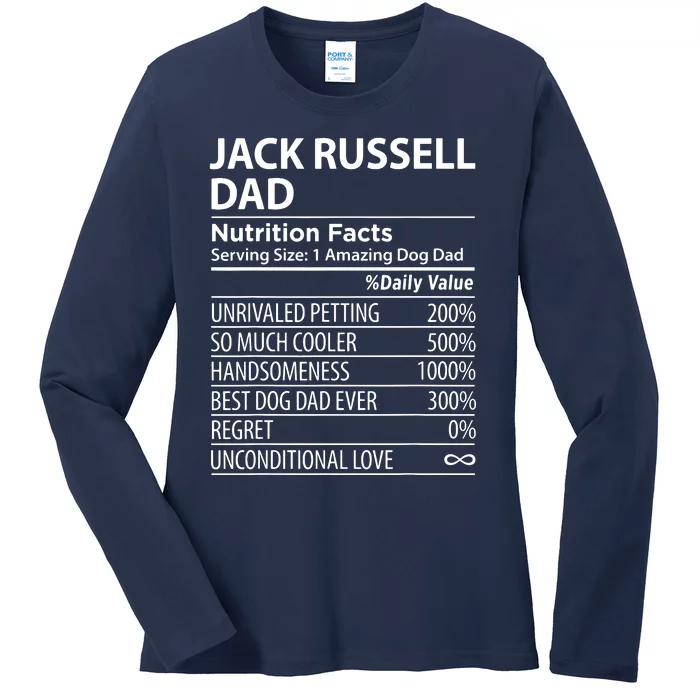 Jack Russell Dad Nutrition Facts Funny Jack Russell Ladies Long Sleeve Shirt