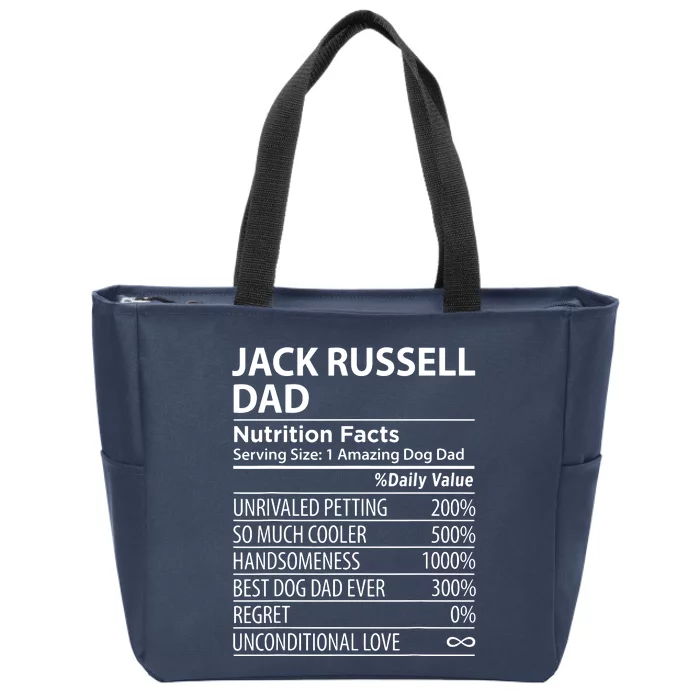 Jack Russell Dad Nutrition Facts Funny Jack Russell Zip Tote Bag