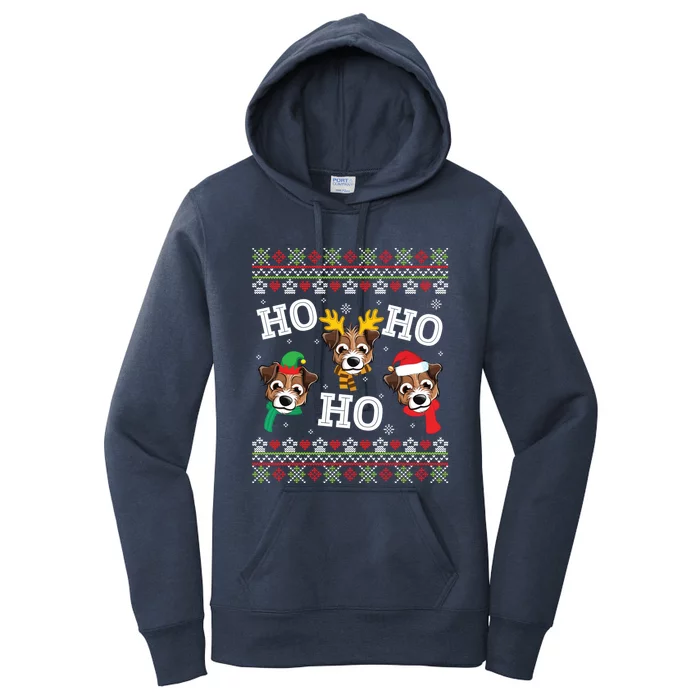 Jack Russell Dog Ho Ho Ho Merry Christmas Day Dad Mom Sweat Gift Women's Pullover Hoodie