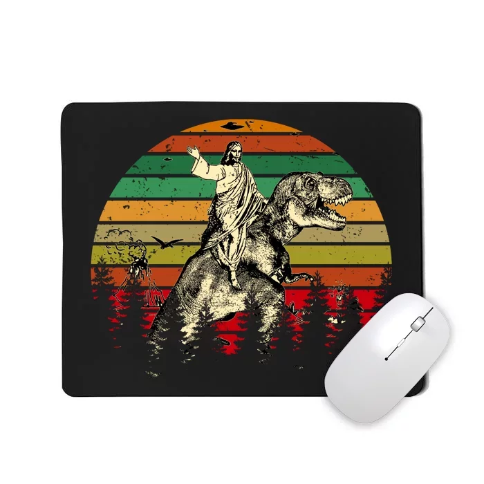 Jesus Riding Dinosaur Vintage Mousepad