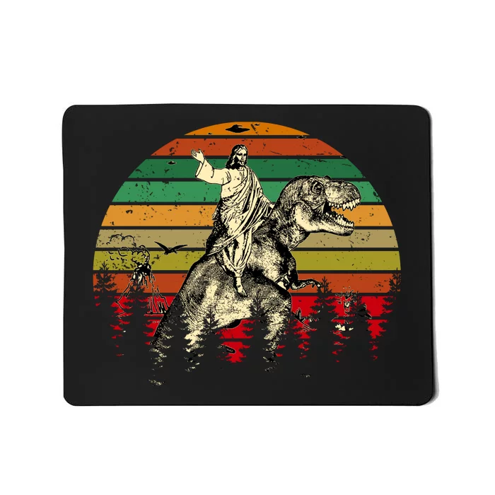 Jesus Riding Dinosaur Vintage Mousepad