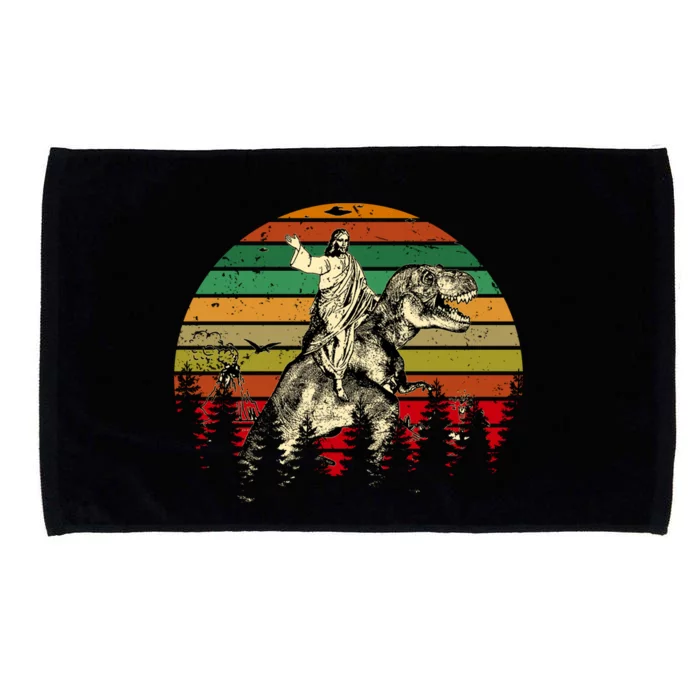 Jesus Riding Dinosaur Vintage Microfiber Hand Towel