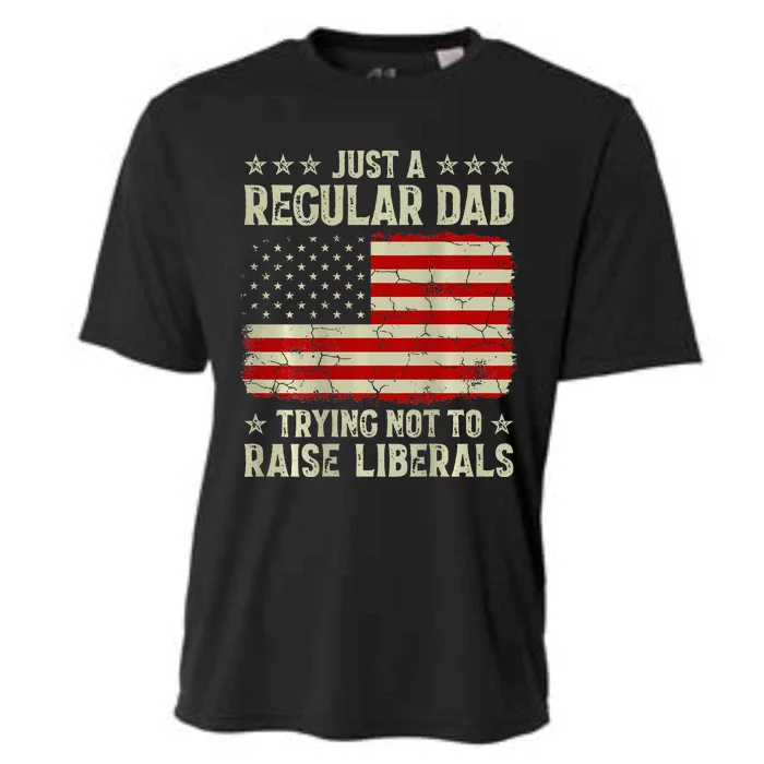 Just Regular Dad Trying Not To Raise Liberals Print Cooling Performance Crew T-Shirt