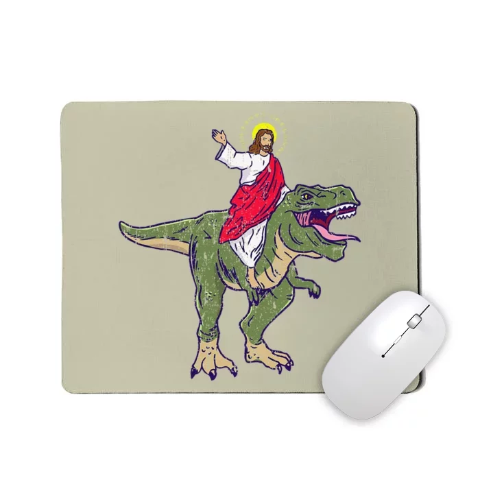 Jesus Riding Dinosaur Vintage Mousepad