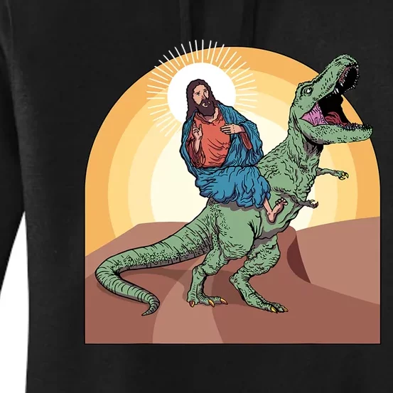 Jesus Riding Dinosaur Women's Pullover Hoodie