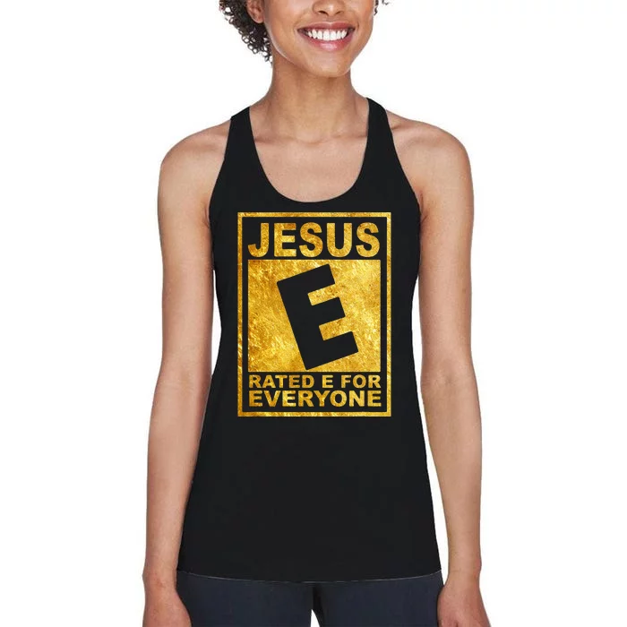 Jesus Rated E For Everyone Christian Easter Day Gifts Women's Racerback Tank