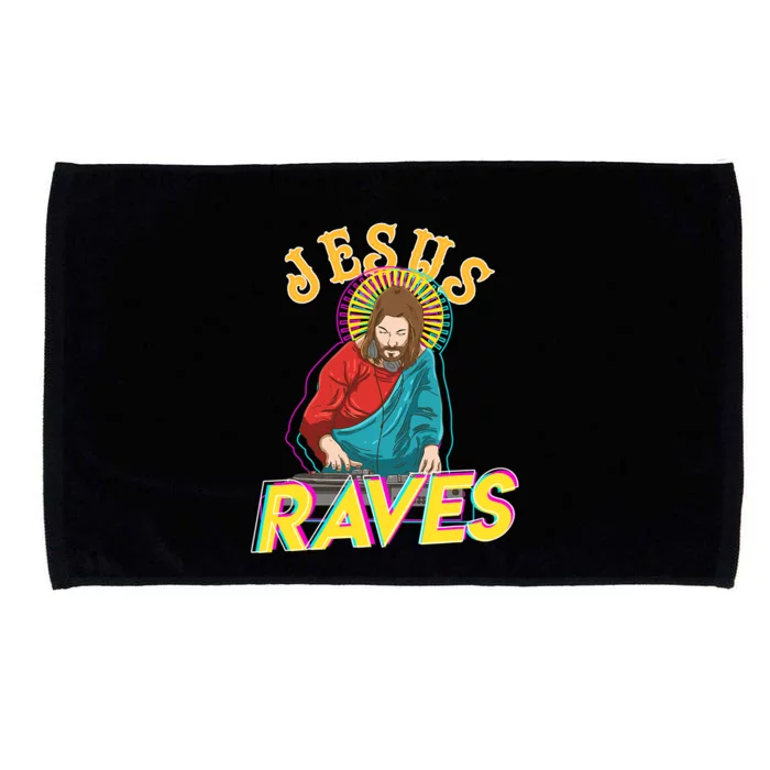 Jesus Raves Funny EDM Music Festival Party Christian DJ Gift Microfiber Hand Towel