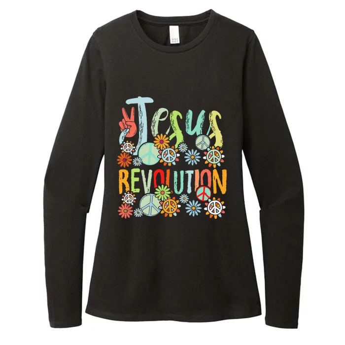 Jesus Revolution Faith Retro Groovy Flower Peace Sign Womens CVC Long Sleeve Shirt