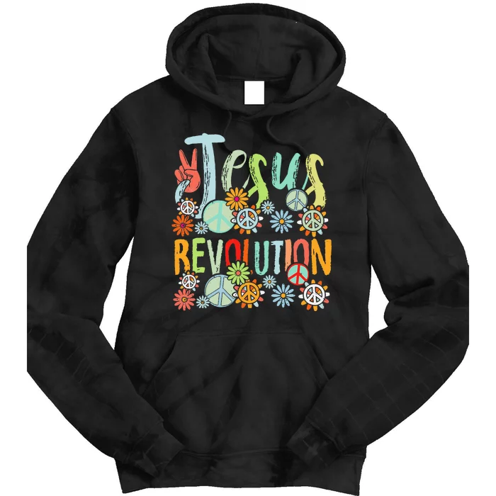 Jesus Revolution Faith Retro Groovy Flower Peace Sign Tie Dye Hoodie